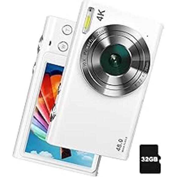 Digital Camera 4K Autofocus Vlogging Camera with Flash 48MP Point and Shoot
